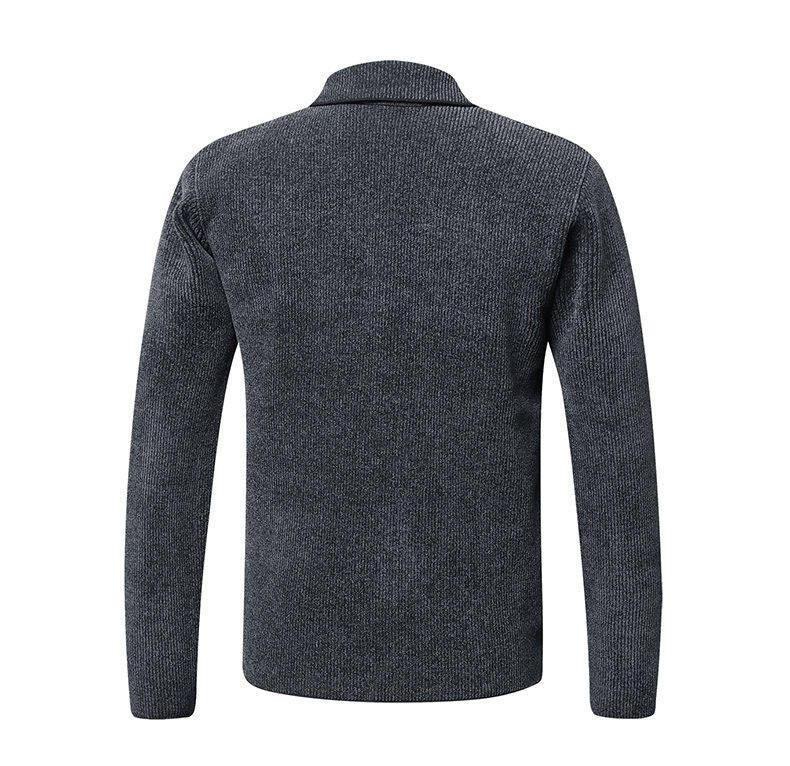 Autumn and winter new men's solid color cardigan, small suit, knitted jacket, men's casual loose fur