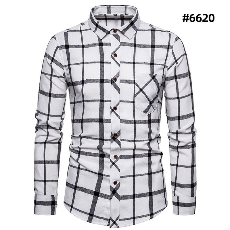 Men's fashion trend long sleeved shirt, men's personalized contrasting color checkered casual shirt