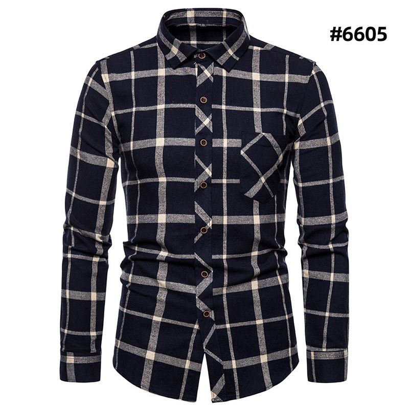 Men's fashion trend long sleeved shirt, men's personalized contrasting color checkered casual shirt