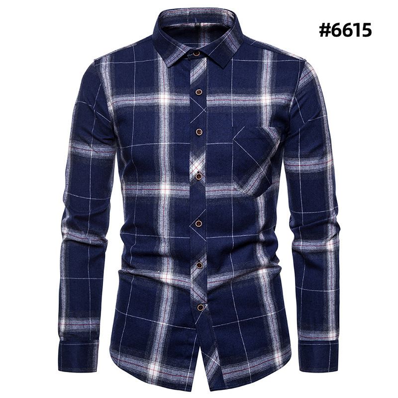 Men's fashion trend long sleeved shirt, men's personalized contrasting color checkered casual shirt