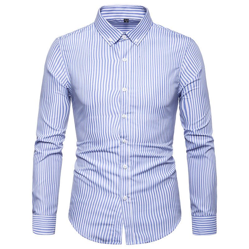Spring and Autumn Men's Fashion Shirt Long Sleeve Shirt Men's Casual Striped Men's Shirt, Amazon Hot Product