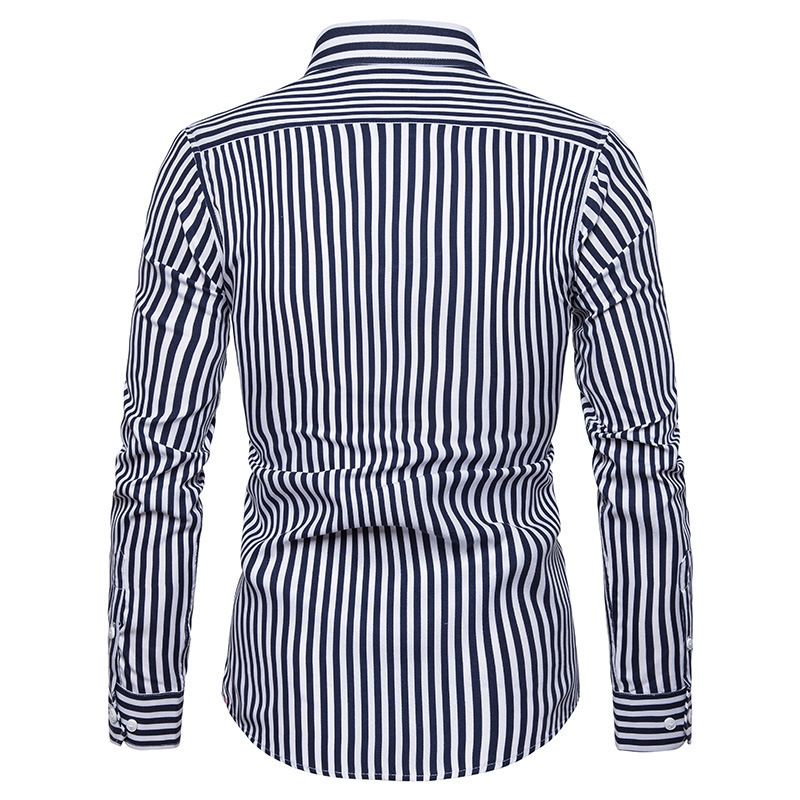 Spring and Autumn Men's Fashion Shirt Long Sleeve Shirt Men's Casual Striped Men's Shirt, Amazon Hot Product