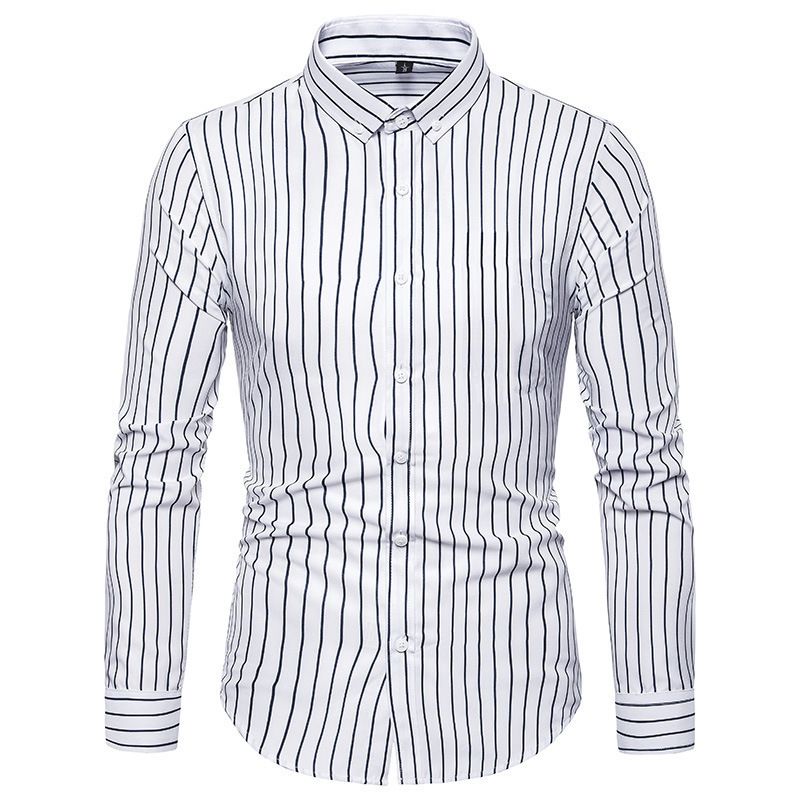 Spring and Autumn Men's Fashion Shirt Long Sleeve Shirt Men's Casual Striped Men's Shirt, Amazon Hot Product