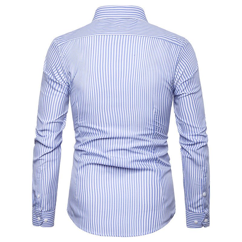 Spring and Autumn Men's Fashion Shirt Long Sleeve Shirt Men's Casual Striped Men's Shirt, Amazon Hot Product