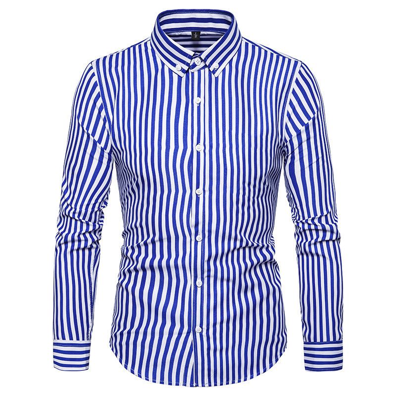 Spring and Autumn Men's Fashion Shirt Long Sleeve Shirt Men's Casual Striped Men's Shirt, Amazon Hot Product