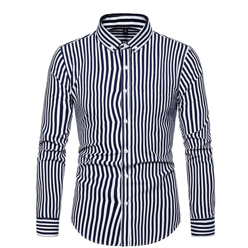 Spring and Autumn Men's Fashion Shirt Long Sleeve Shirt Men's Casual Striped Men's Shirt, Amazon Hot Product