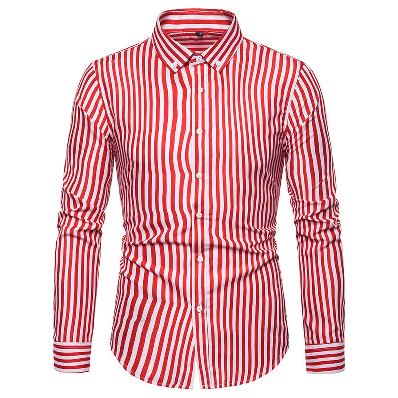 Spring and Autumn Men's Fashion Shirt Long Sleeve Shirt Men's Casual Striped Men's Shirt, Amazon Hot Product