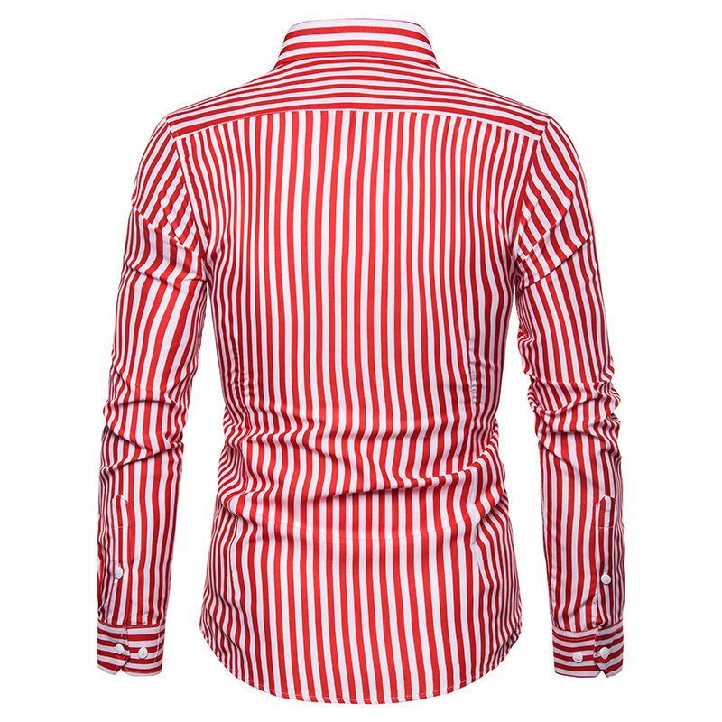 Spring and Autumn Men's Fashion Shirt Long Sleeve Shirt Men's Casual Striped Men's Shirt, Amazon Hot Product