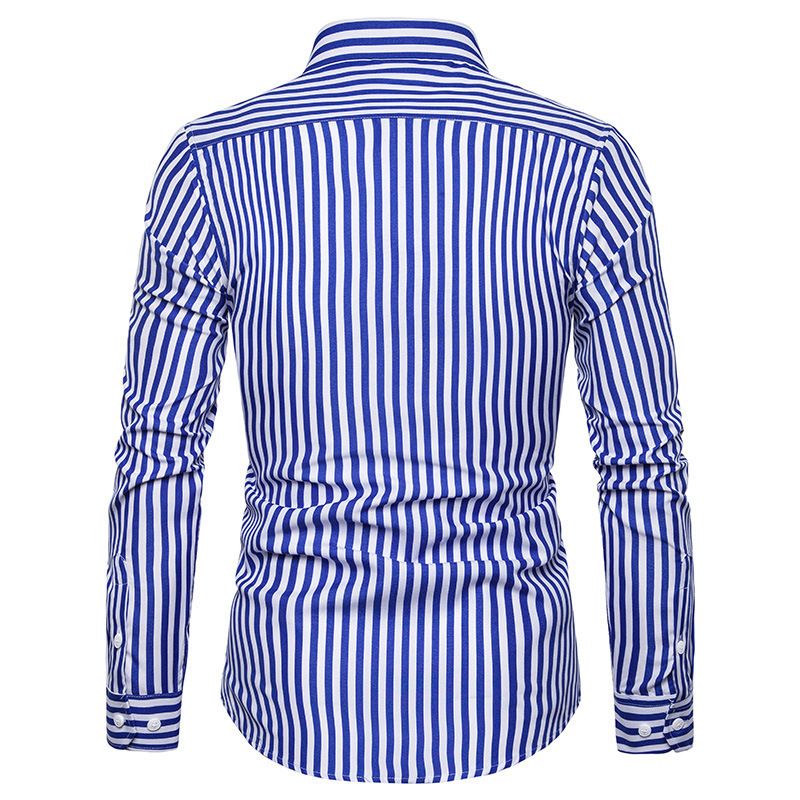 Spring and Autumn Men's Fashion Shirt Long Sleeve Shirt Men's Casual Striped Men's Shirt, Amazon Hot Product