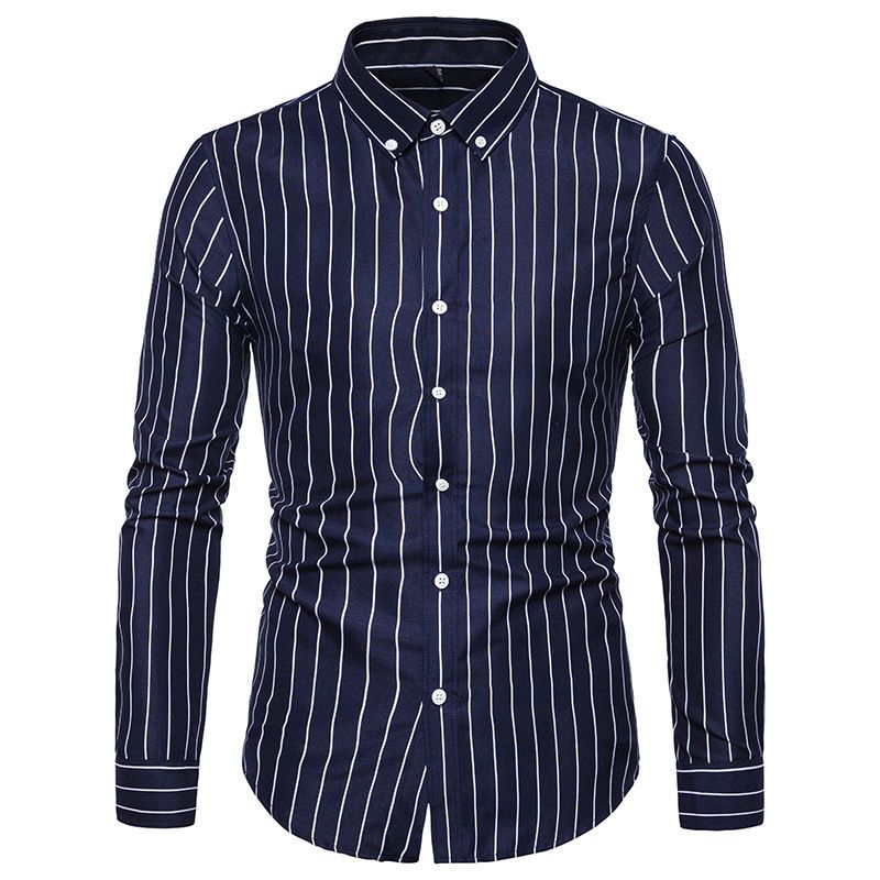 Spring and Autumn Men's Fashion Shirt Long Sleeve Shirt Men's Casual Striped Men's Shirt, Amazon Hot Product