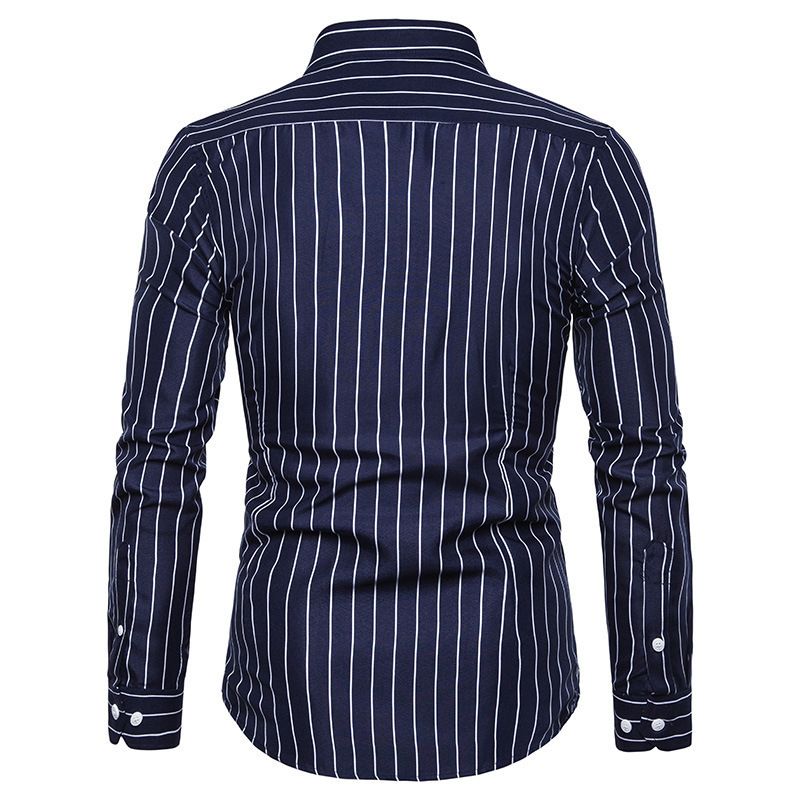 Spring and Autumn Men's Fashion Shirt Long Sleeve Shirt Men's Casual Striped Men's Shirt, Amazon Hot Product