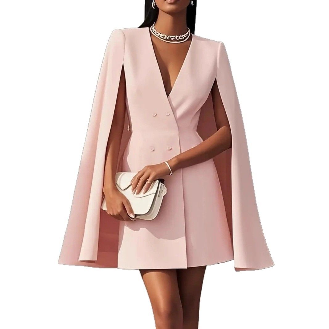 Autumn commuting double breasted shawl cape solid color suit dress women's clothing，Hot selling in Africa, hot selling items are popular