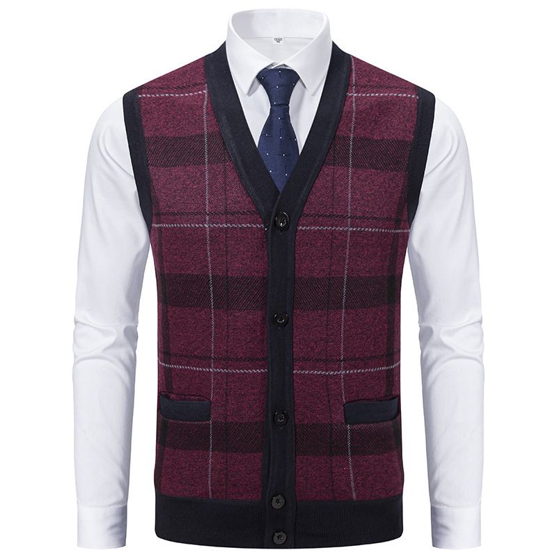 Cardigan sweater vest for men, inner layer for autumn and winter, warm and slim fit knit sweater, vest jacket for men