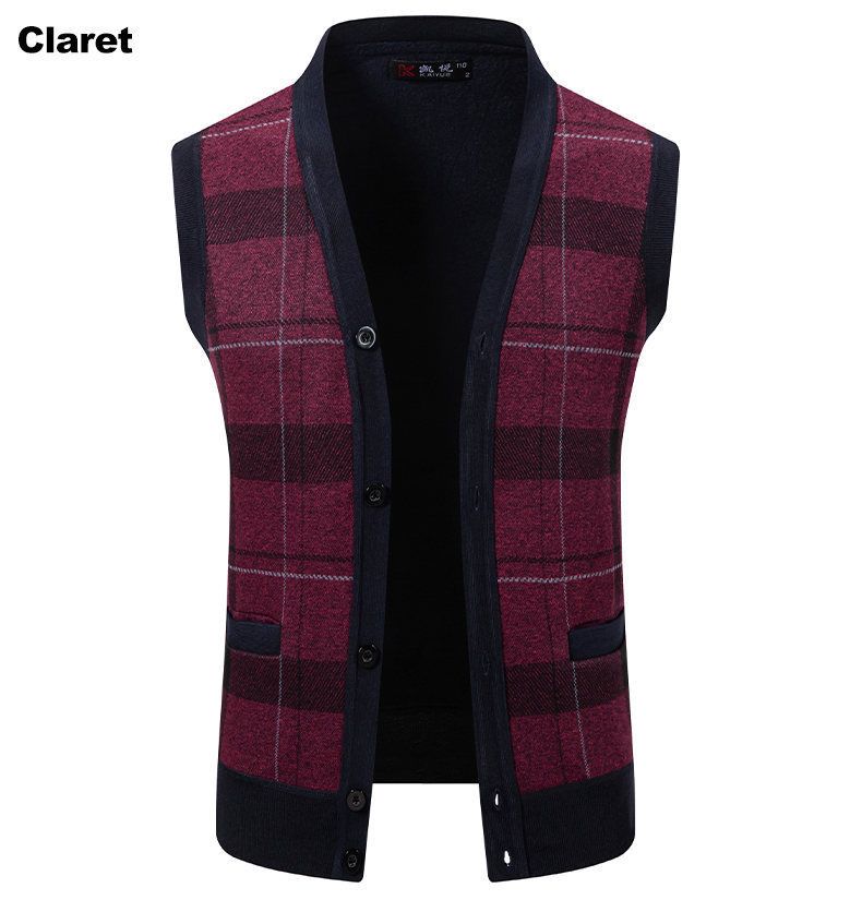 Cardigan sweater vest for men, inner layer for autumn and winter, warm and slim fit knit sweater, vest jacket for men
