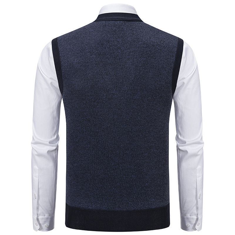 Cardigan sweater vest for men, inner layer for autumn and winter, warm and slim fit knit sweater, vest jacket for men
