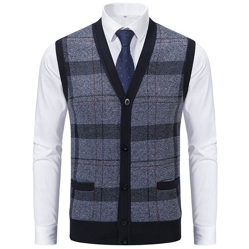 Cardigan sweater vest for men, inner layer for autumn and winter, warm and slim fit knit sweater, vest jacket for men