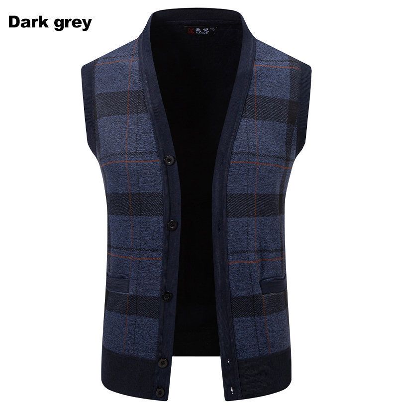 Cardigan sweater vest for men, inner layer for autumn and winter, warm and slim fit knit sweater, vest jacket for men