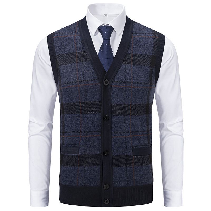 Cardigan sweater vest for men, inner layer for autumn and winter, warm and slim fit knit sweater, vest jacket for men