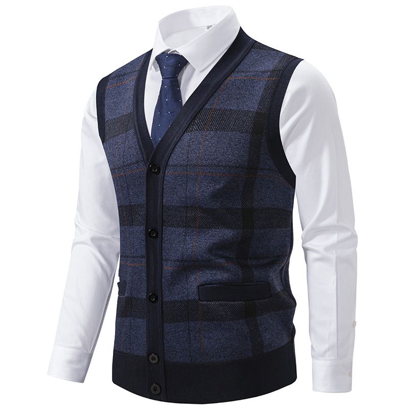 Men's cardigan sweater vest for autumn warmth, slim fit knit sweater, vest jacket, men's style, hot selling on Amazon