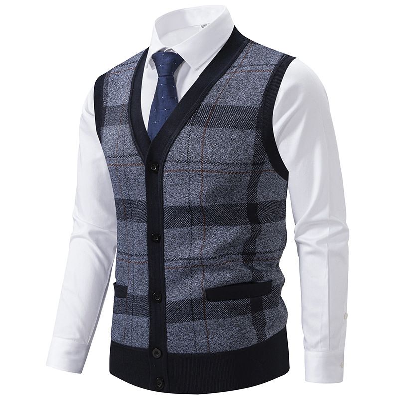 Men's cardigan sweater vest for autumn warmth, slim fit knit sweater, vest jacket, men's style, hot selling on Amazon