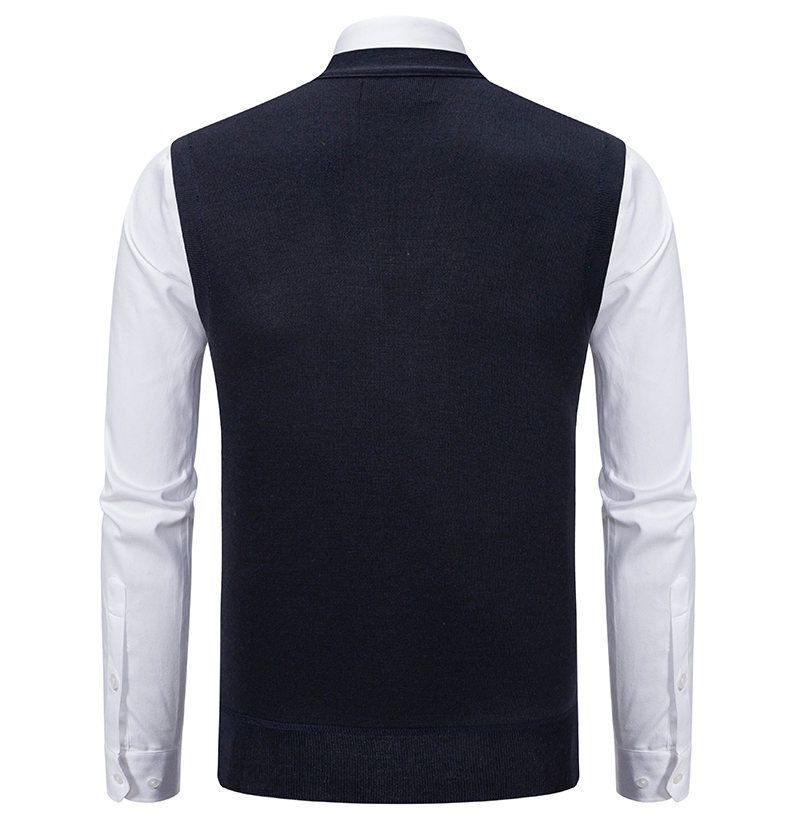 Cardigan sweater vest men's inner layer for autumn and winter, warm and slim fit knitted sweater vest jacket men's style
