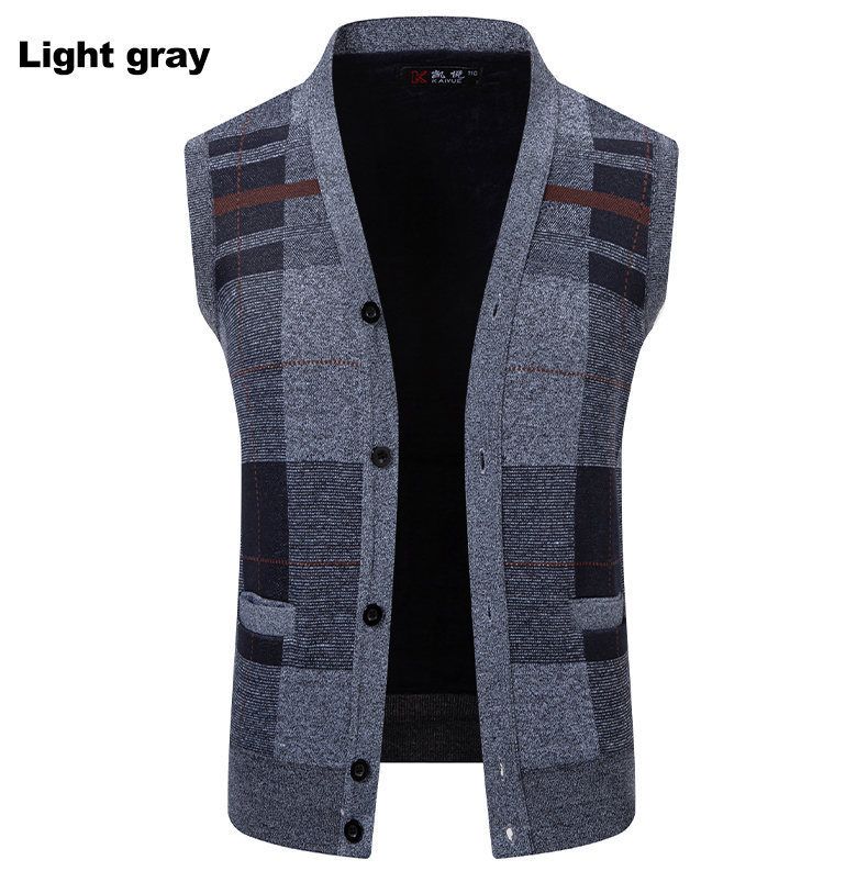 Cardigan sweater vest men's inner layer for autumn and winter, warm and slim fit knitted sweater vest jacket men's style