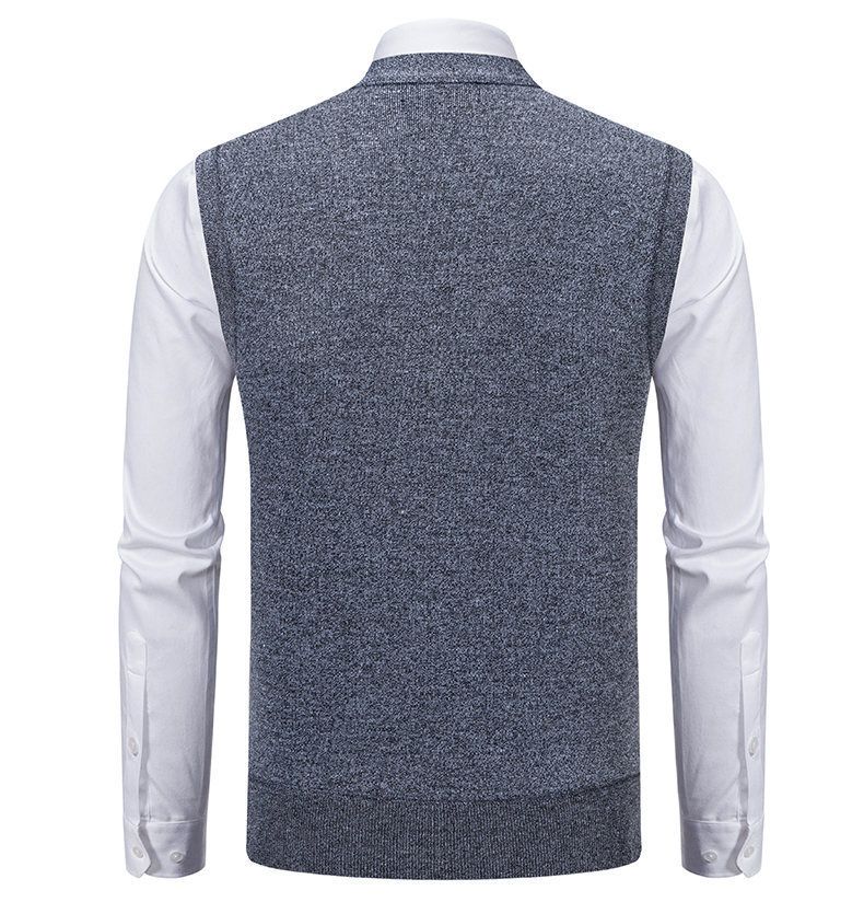Cardigan sweater vest men's inner layer for autumn and winter, warm and slim fit knitted sweater vest jacket men's style