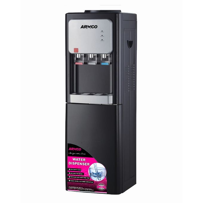 Armco Hot & Cold Electric Cooling Water Dispenser with Cup Cabinet Automatic Temp Control Superior Quiet Design 1yr Warranty - Silver