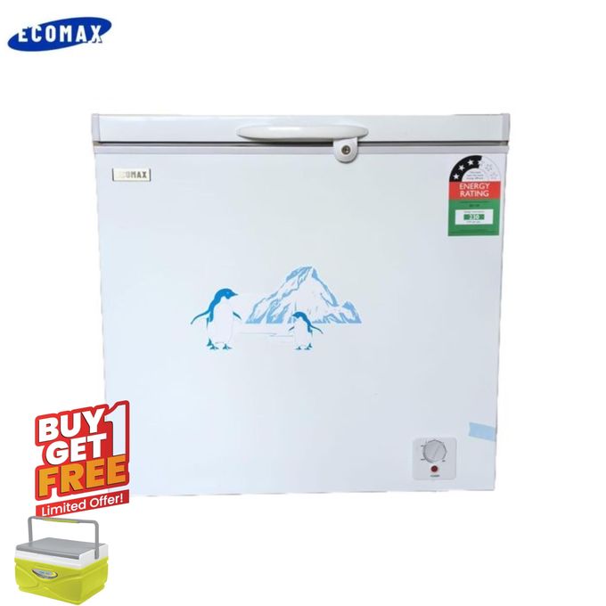 Ecomax 219L Chest Freezer Reliable Quality With Free Gift Cooler Box 4.5L 1Yr Warranty