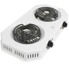 RAMTONS SPIRAL PLATE COOKER 2 BURNER 2400 WATTS  WHITE,1 YEAR WARRANTY