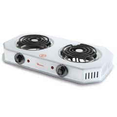 RAMTONS SPIRAL PLATE COOKER 2 BURNER 2400 WATTS  WHITE,1 YEAR WARRANTY