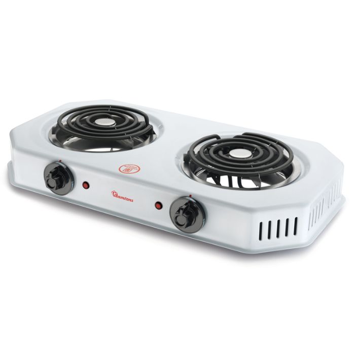 RAMTONS SPIRAL PLATE COOKER 2 BURNER 2400 WATTS  WHITE,1 YEAR WARRANTY