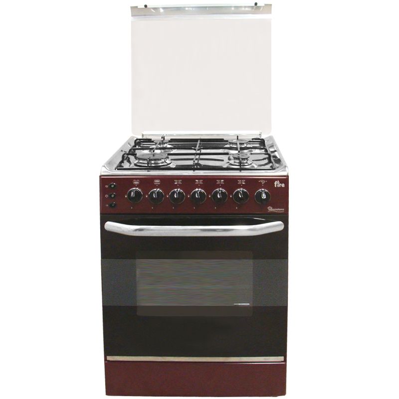 RAMTONS 4 GAS 55X55CM  DARK RED COOKER GAS OVEN ,1 YEAR WARRANTY