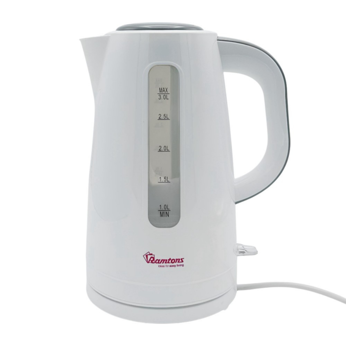 RAMTONS CORDLESS ELECTRIC KETTLE 3 LITRES WHITE- RM/567 1 YEAR WARRANTY