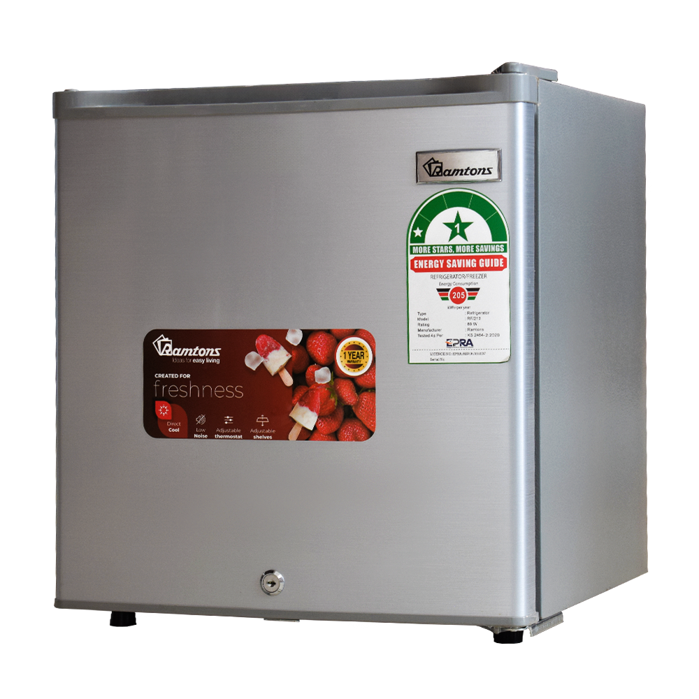 RAMTONS 40 LITERS BAR FRIDGE, SINGLE DOOR DIRECT COOL  ADJUSTABLE SHELVES SILVER 1 YEAR WARRANTY