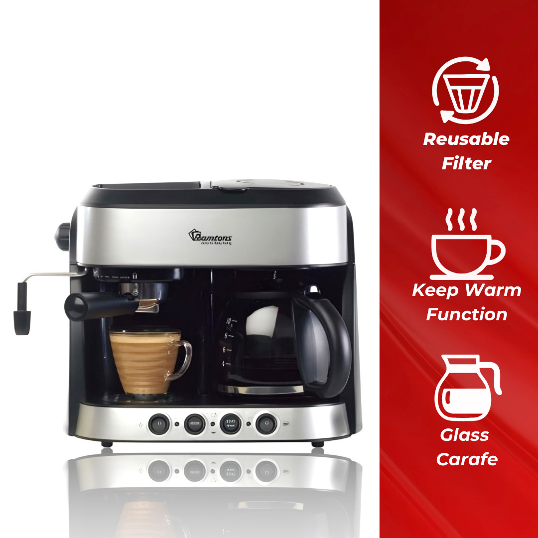 RAMTONS 1.25 LITRES CAPPUCCINO MAKER 1850 WATTS-1 YEAR WARRANTY