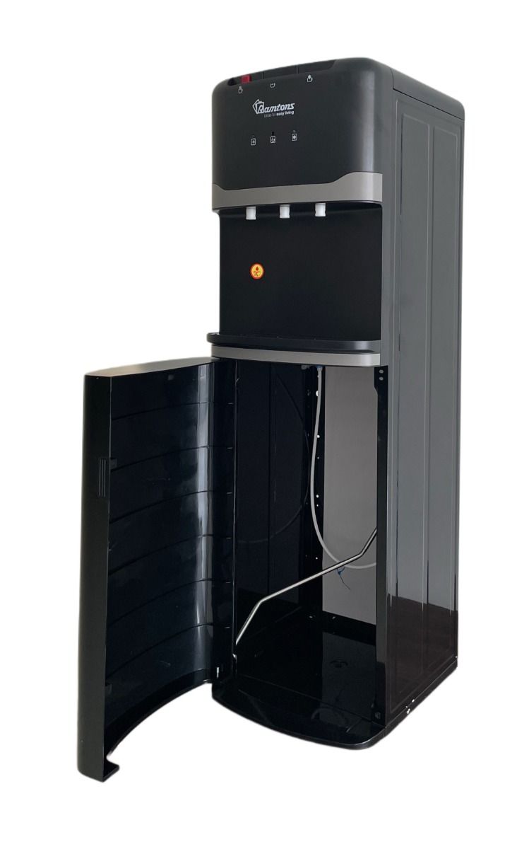 RAMTONS HOT,COLD AND NORMAL WATER BOTTOM LOAD DISPENSER BLACK-STAINLESS STEEL TANK-1 YEAR WARRANTY