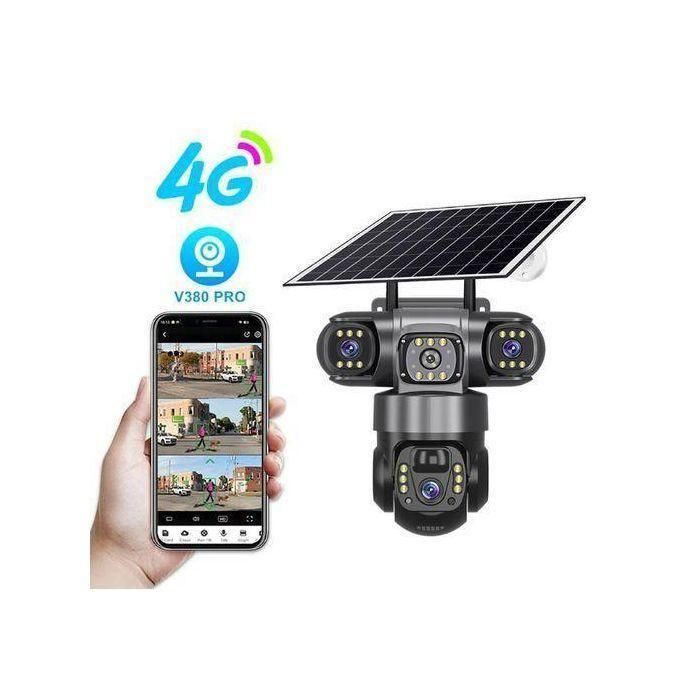3 Lenses 3 Screen V380 Triple Lens 4g PTZ Solar Camera-1 YEAR WARRANTY