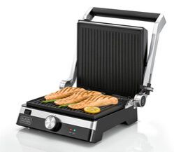 BLACK+DECKER  2 in 1 Health Grill, Stainless Steel - 2000W 1 year warranty
