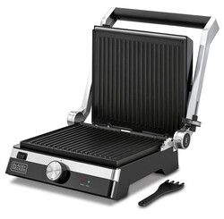 BLACK+DECKER  2 in 1 Health Grill, Stainless Steel - 2000W 1 year warranty