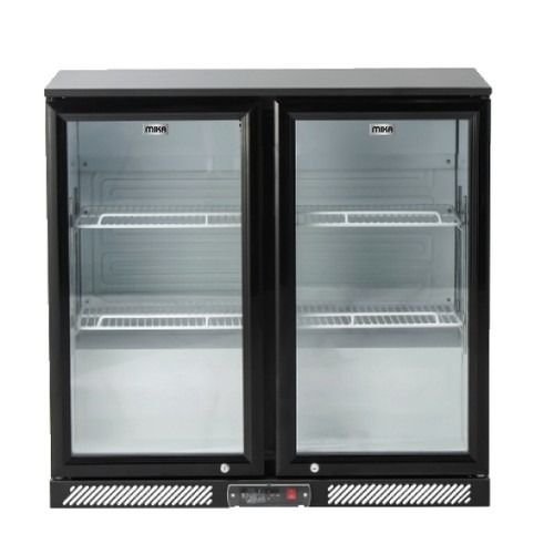 MIKA Showcase Chiller Back Bar, 220 LITRES, Double Door, Double Tempered Glass Door with LOW-E Black, Digital LED Display,Stainless Steel Adjustable Shelves-1 YEAR WARRANTY