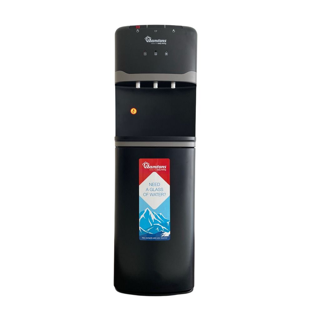 RAMTONS 3 TAP HOT,NORMAL AND COLD BOTTOM LOAD WATER DISPENSER,STAINLESS TANK BLACK- 1YEAR WARRANTY