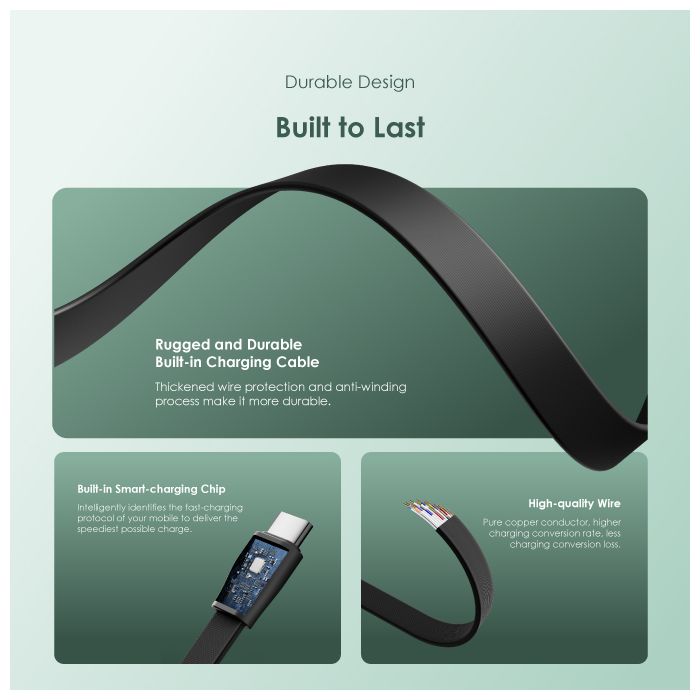 oraimo Slice Link 10000mAh 12W Fast Charge 3 in 1 Portable PowerBank with Built-in Lightning & Type-C & Micro USB Cable