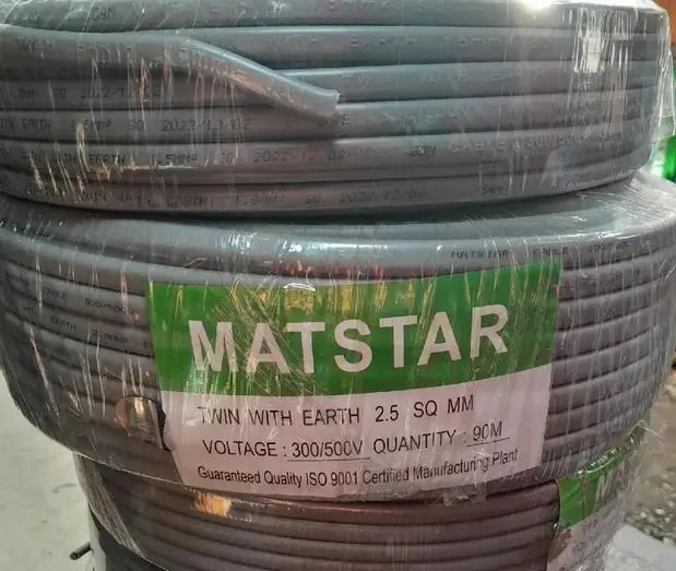1.5 MM MatStar Twin Cable + Earth Flat Power Electrical Cable for AC / DC wiring