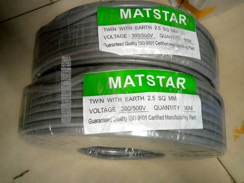 1.5 MM MatStar Twin Cable + Earth Flat Power Electrical Cable for AC / DC wiring