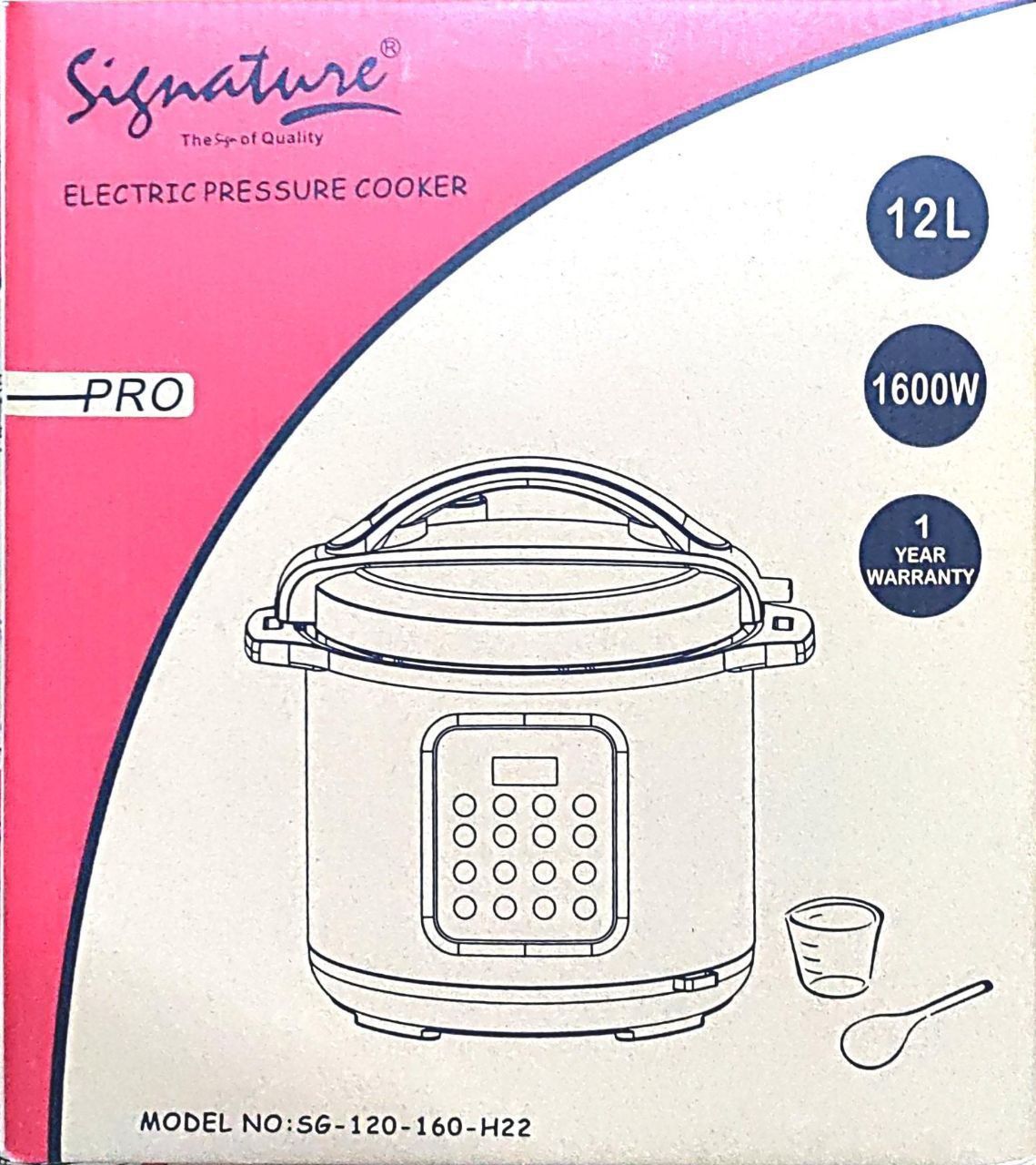 Signature Electric Pressure Cooker, Multi Cooker With Pre Programmed Menu with Non-Stick Pot