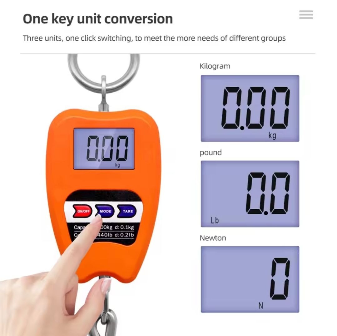 Digital weighing machine 200Kgs + Free Batteries Digital hanging scale Hanging Weight Scale Industrial Heavy Duty for Farm, Hunting, Bow Draw Weight, Big Fish & Hoyer Lift with Accurate Sensor Digital