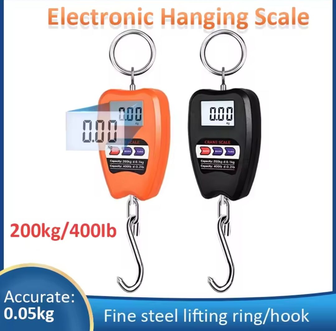 Digital weighing machine 200Kgs + Free Batteries Digital hanging scale Hanging Weight Scale Industrial Heavy Duty for Farm, Hunting, Bow Draw Weight, Big Fish & Hoyer Lift with Accurate Sensor Digital