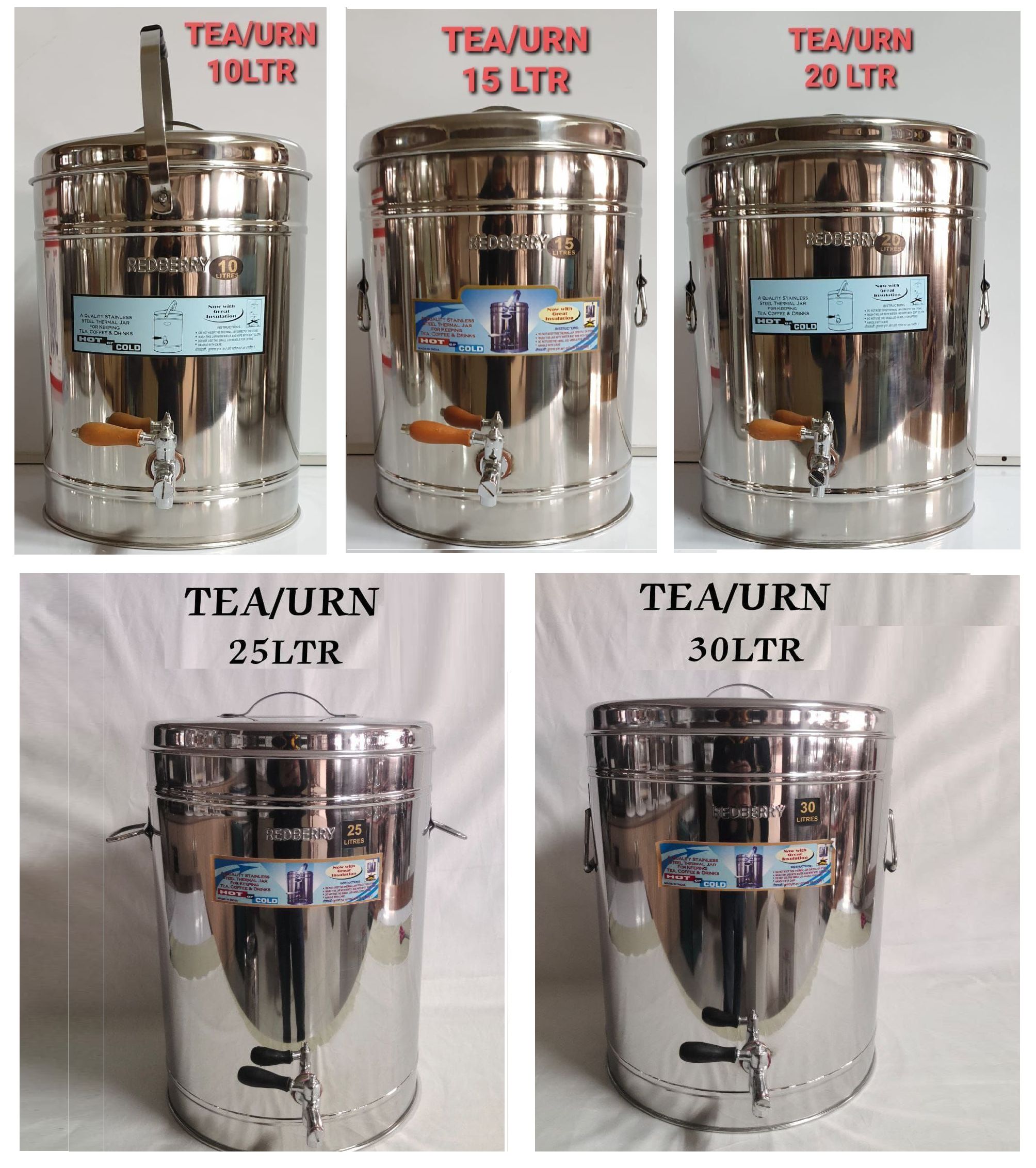 Redberry High Quality Stainless Steel Insulated Tea Urn | Multifunctional | Tea |Coffee| Hot Water | Ideal for Office & Home Use