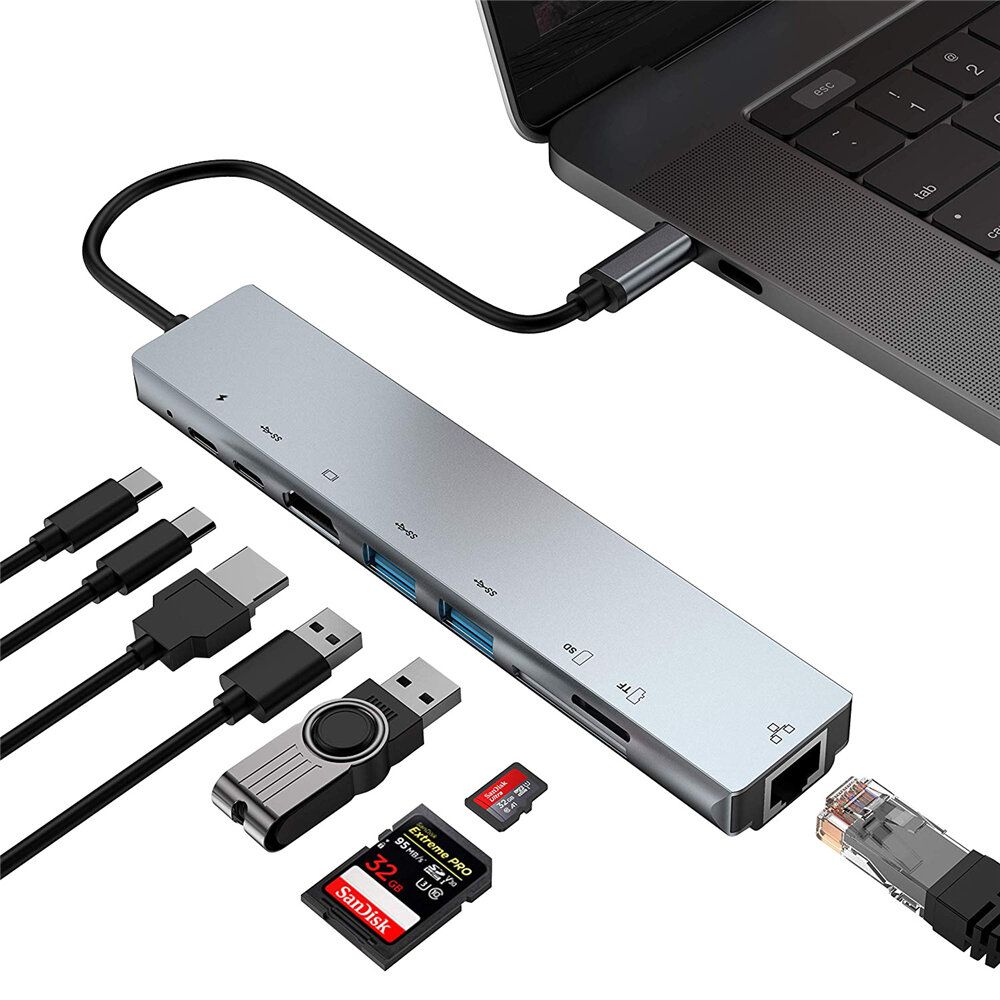 (5 in 1 or 8 in 1) Type C Converter Hub To HDMI + USB Adapter